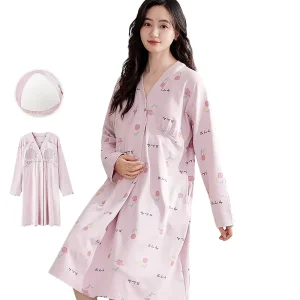 Maternity Pajamas and Home Clothes That Can Be Worn Outside Pullovers with Chest Pads Postpartum Skirts