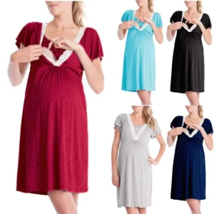 Maternity Summer Nursing Wear Large Size Maternity Wear Lace Casual Dress