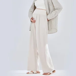 Maternity Wide Leg Pants Comfortable Stretch Over-Bump Women Pregnancy Casual Trousers for Work