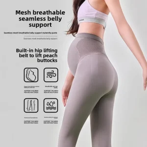Maternity Women’s Plus-Size Shark-Leg Yoga Leggings Spring/Summer Thin Design High Elasticity Belly Support Nylon Tight-Fitting