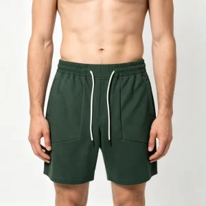 Men’s Solid Color Mid Waist Elastic Hem Knitted Cargo Shorts Custom Logo Eco Friendly Breathable Waterproof Drawstring Baggy