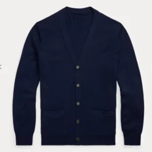 Men’s Winter Cardigan Knit Sweater Old Money Aesthetic Wool Blend Embroidery Custom Logo OEM ODM Low MOQ