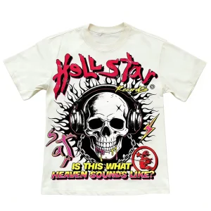 Men’s Women’s Casual Fashion Short-Sleeved T-Shirt 100% Cotton 260 Grams Vintage Hell Star Printed Knitted