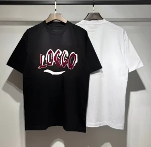Men’s Women’s Short Sleeve T Shirt Loose Fit Old Letters Wash Water Effect