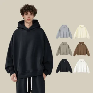 Men’s Women’s Spring 100% Cotton Heavy 430g Hooded Sweatshirt Oversize Loose Fit Wei Yi Street for Cross-border