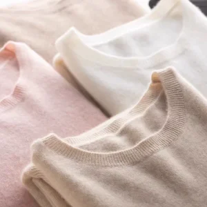 Merino Round Neck Sweater Women’s 100 Pure Wool Bottoming Shirt Loose Knit Cashmere Sweater in Autumn and Winter