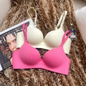 Mermaid Shell Thin Seamless Underwear Women’s Large Breasts Look Smaller Push-up Comfortable Solid Color No Steel Ring