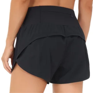 Mid Waisted Running Shorts for Women 4″ Soft for Gym Athletic Workout with Zipper Pocket Liner Quick Dry