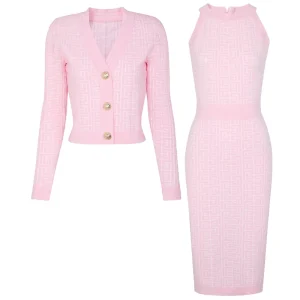 Mid-length Knitted Casual Pencil Button Women’s Autumn Solid Women’s Woolen Dress OEM Service