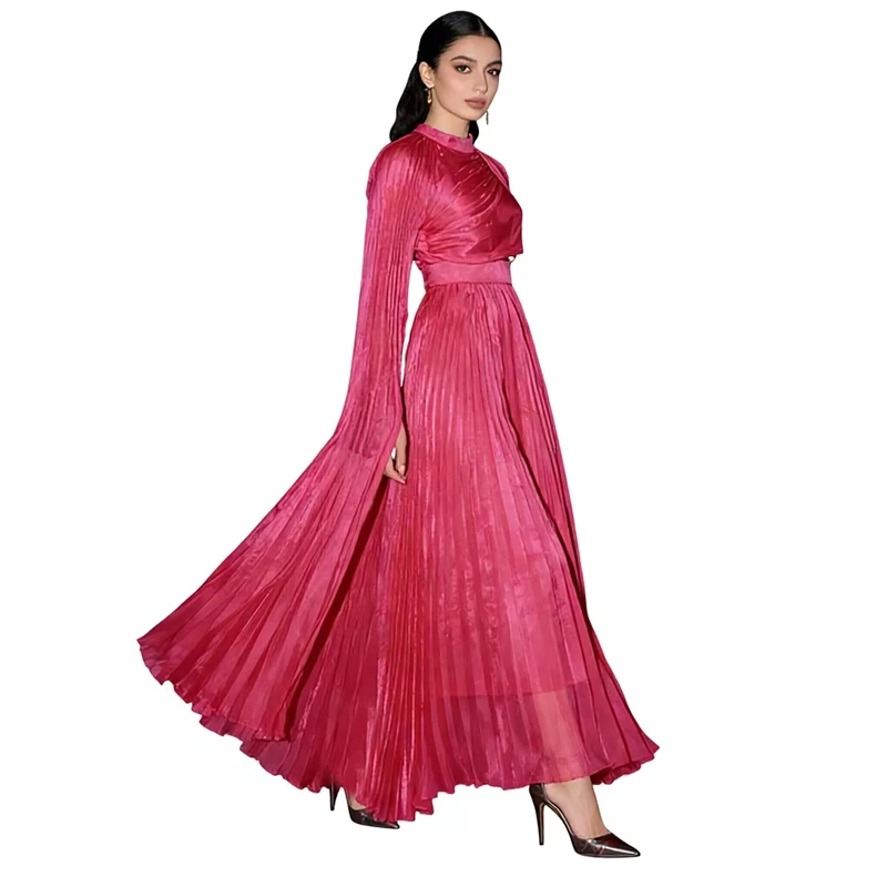 Middle Dongfeng Holiday Womens Spring New Arrival Fairy Long Sleeved Waist Pleated Anti Wrinkle Illusion Dress