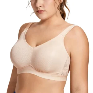 Middle Support Wireless Bra Women’s High Impact Wirefree Bra Quick Dry Plus Size Only Bra Decorated with Lace Everyday