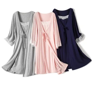 Modal Maternity Pajamas Set Fashion Nursing Nightdress Sleepwear for Pregnant Women