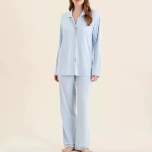 Modal Women’s Pyjamas Long Sleeve Sleep Shirt and Pant Set Sustaianble Ladies Two Piece Loungewear Custom Womens Sleepwear
