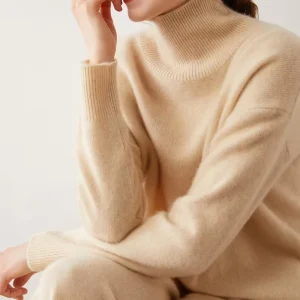 Mongolia Knitting Cashmere Sweater Casual Turtleneck Chunky Jumper Cashmere Wool Sweater Women