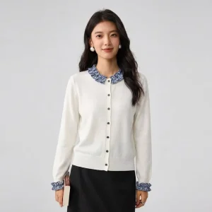 Multi Color Long Sleeve Casual Soft Breathable Light Knit Sweater Wool Blend Women’s Cardigan for Spring Summer