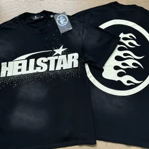 NFC HELL American Fashion Brand Men’s Women’s Short Sleeve T Shirt Loose Fit Old Letters Wash Water Effect