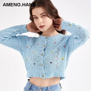 Natural Style Sweater Womens Cardigan Embroidery Winter Sweater Cardigans for Women