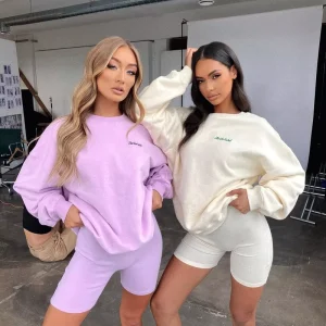 New 100% Cotton Jumper Gym Custom Workout Hoodie Women Crop Top Oversized Crewneck Sweatshirt Women