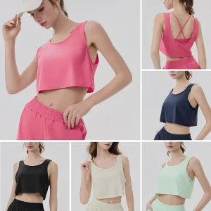 New Arrival Custom Logo Summer Loose Gym Sports U Back Design Crop Tops Yoga Workout Breathable Custom Yoga Tank Top
