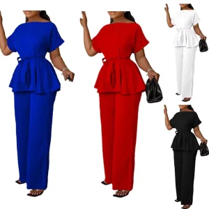 New Arrival Fashion Pure Black Oversize Two Piece Sets Temperament Plus Size Women’s Clothing
