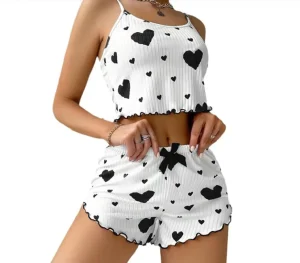 New Arrival Fast Delivery Print Heart Pyjamas Women Sleepwear Girls Sleepwears Plus Size Women’s Sleepwear