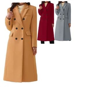 New Autumn Winter Women’s Plus Size Breathable Plain Dyed Double Breasted Long Sleeve Overcoat Trench Coat