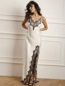New Chic Vestidos Backless Halter Summer Dresses Sleeveless Lace Sexy High Slit Nightclub Birthday Party Women Long Dresses
