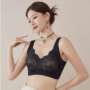 New Chinese Style Jacquard Relief Seamless Soft Support Underwear Women Gathered on the Support of a Beautiful Bra Without Rims