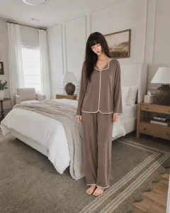 New Classic Women’s Home Wear Skin friendly Pyjamas Set Modal Leisure Minimalism Long Sleeve Pant Sleepwear 2 Piece Loungewear