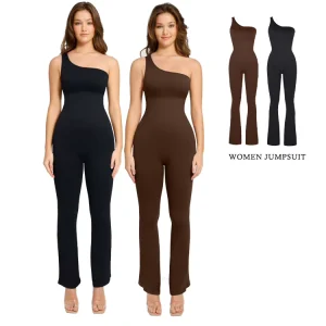New Design High Elastic Knit Jumpsuit Summer Women Fashion Wide Leg Pants One Piece Women Jumpsuit