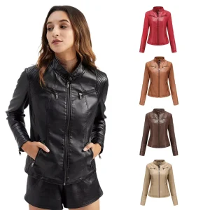 New European and American Leather Jackets Women’s Leather Jackets Short Fashion Jackets