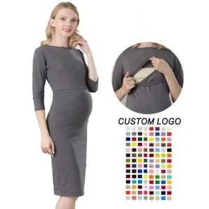 New Fall Skinny Maternity Dress Stretch Cotton Breastfeeding Nursing Clothes Big Size Stock Pregnant Women Clothes