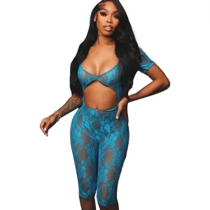 New Fashion 5 Colors Ladies Sexy and Club Rompers Women Jumpsuit Lace Large U neck Open Navel Women’s Jumpsuits Playsuits