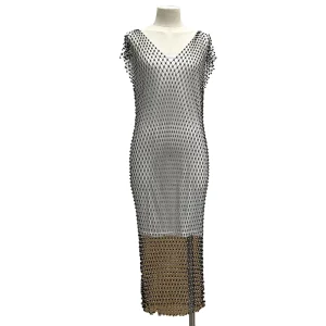 New Fashion Club Dress Sequined Pearls Deep V Neck Hollow Smock Tank Top Rhinestones Long Skirt Ball Gown Loose Upper