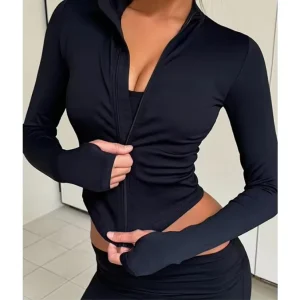 New Fashion Custom Front Breathable Gym Sports Fitness Women’s Zip Jackets Long Sleeve Yoga Casual Style Knitted Clothing