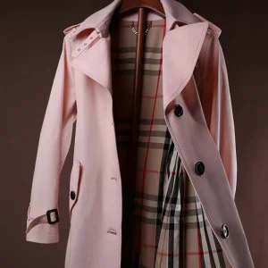 New Fashion Ladies Trench Coat Jacket Light pink Casual High Quality Fashion Coat Elegant Women’s Trench Coat