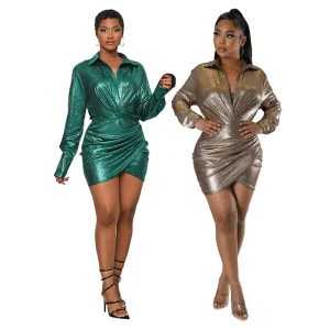 New Fashion Party High Street Woman Plus Size Women’s Clothing Long Sleeve Split Maxi Dress Evening Dress for Women