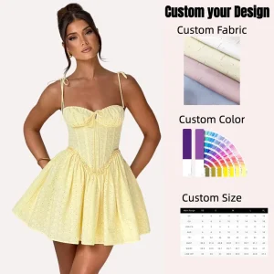 New Fashion Sexy Spaghetti Strap Fishbone Chic Strappy Corset Backless Club Mini Dress Women’s Summer Custom Dress