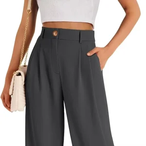 New Fashion Women’s Soft Wide Leg Pants High Waist Pants Breathable Loose Casual Wide Leg Pants