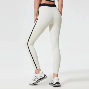 New Fashion Women’s Solid Color Block Yoga Leggings High Elastic Spandex Nylon with Peach Butt Shaping Tight Waist for Fitness