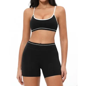 New Fashion Yoga Set Buttery Soft Four-Way Stretch Sports Bra Top & Shorts Tights Solid Color Yoga Shorts Sets for Women
