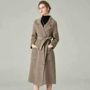 New Fashionable Elegant Vintage Style Woolen Women’s Long Winter Coat Casual and Warm Trench Outerwear