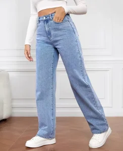 New High-Waisted Stretch Denim Women’s Pants Straight Leg Jeans
