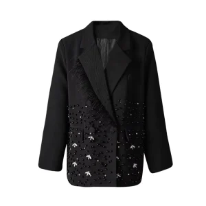 New Luxury Loose Tassel Father Beaded Diamond Casual Elegant Women’s Blazer Jacket Blazers