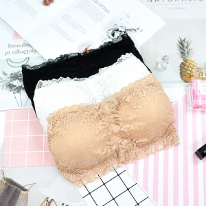 New One Line Strapless Lace Women’s Bra Sexy Double Cross Suspender Short Chest Wrap Modal Women’s Bra