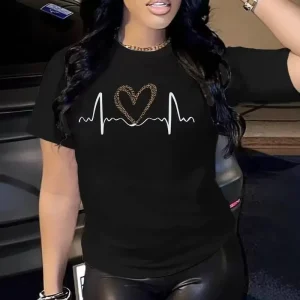 New Printed T Shirt Round Neck Loose Plus Size Short Sleeve Casual Women’s T Shirt Top Women’s T shirt
