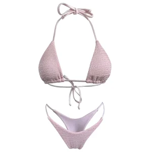 New Products Soft Stretchy Textured Fabric Custom Swimwear Women Sexy Swimsuit Crinkle Bikini