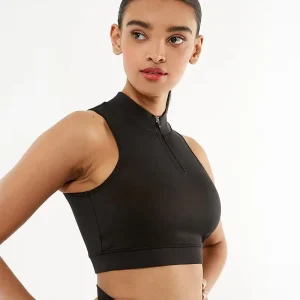 New Style Custom Women’s Fitness Front Zipper Yoga Bra High Neck Sports Crop Top