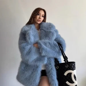 New Style Faux Fur Coat for Women Mid length Warm Faux Fur Coat for Autumn and Winter