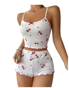 New Style Heart Print Sweet Shorts Home Wear Pajamas Women’s Nightie Sleepwear Sets